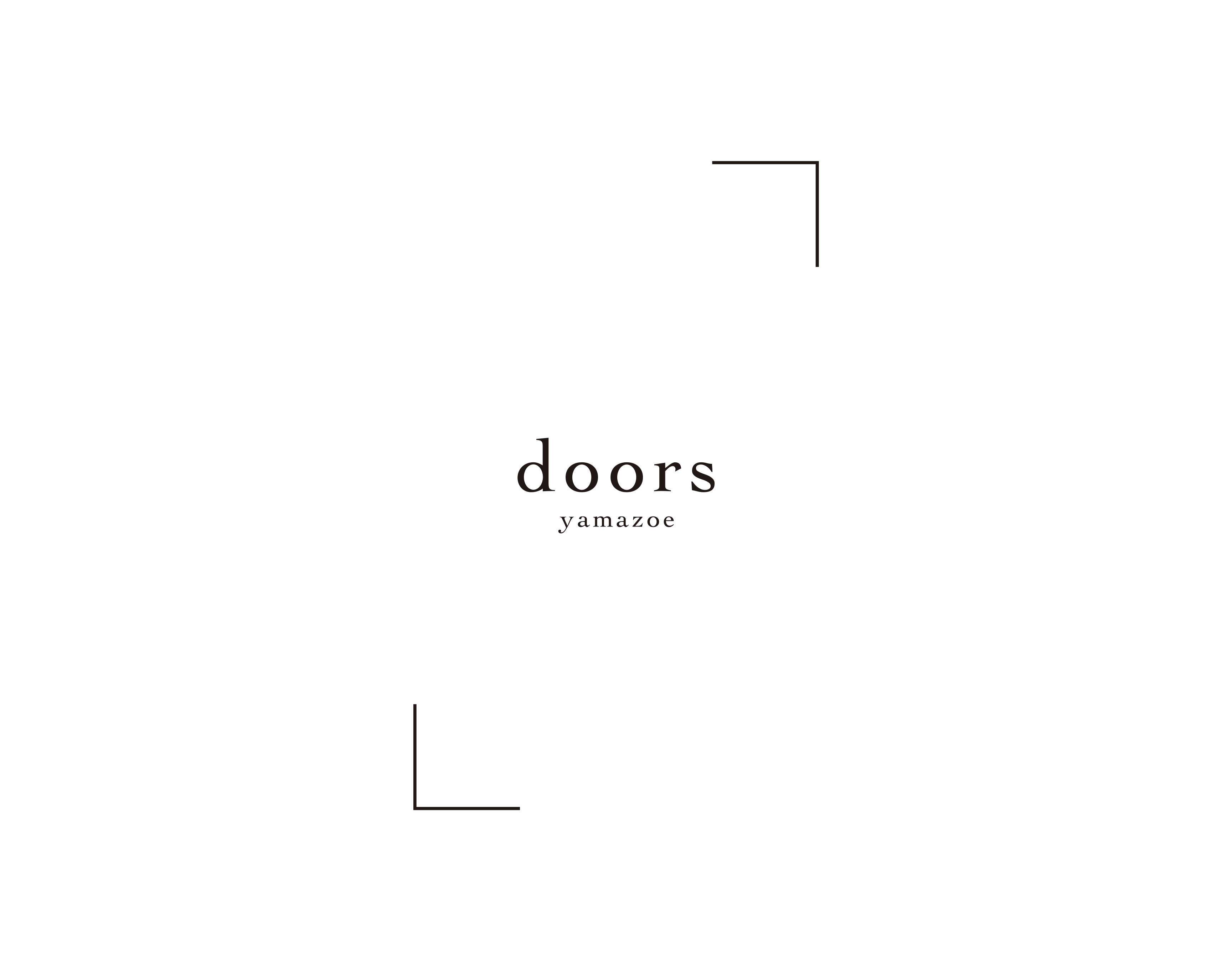 扉を表すラインと組み合わせたdoors yamazoeのロゴ